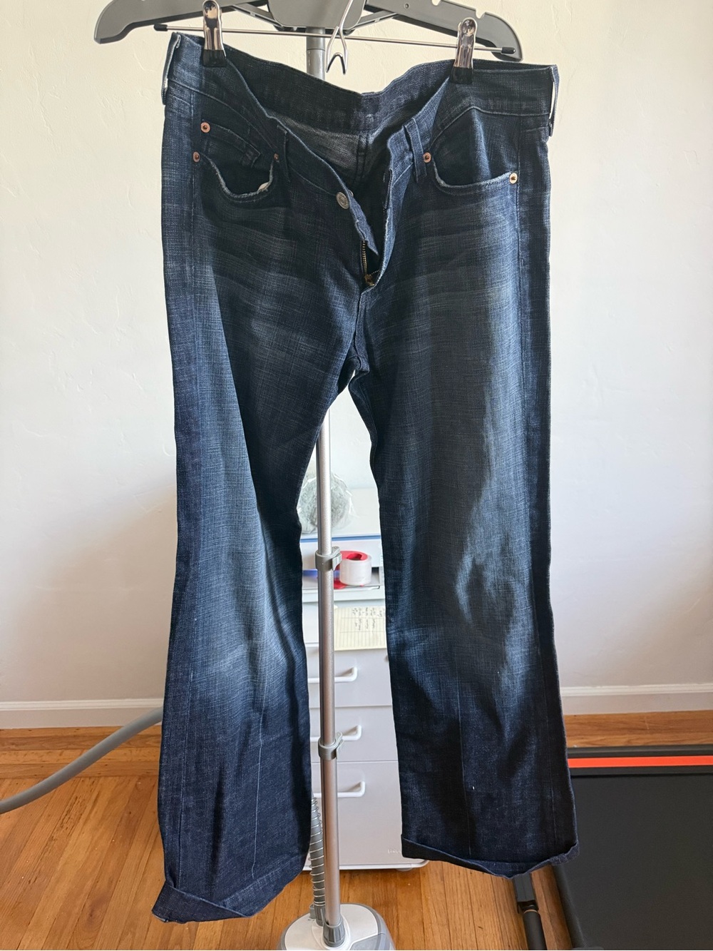 7 for All Mankind Dark Blue Denim Jeans - Classic Flare Fit